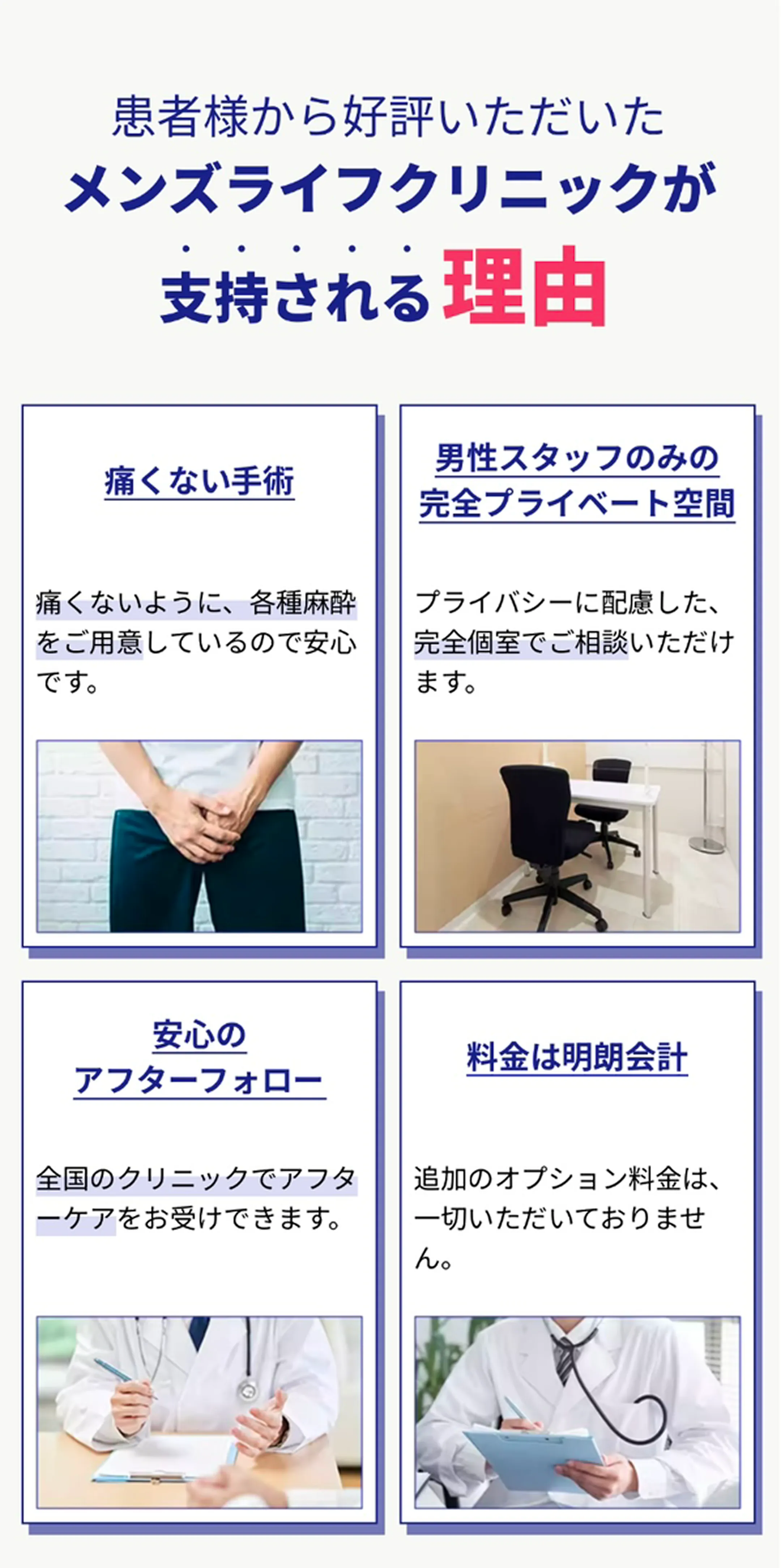 メンズライフクリニックが支持される理由